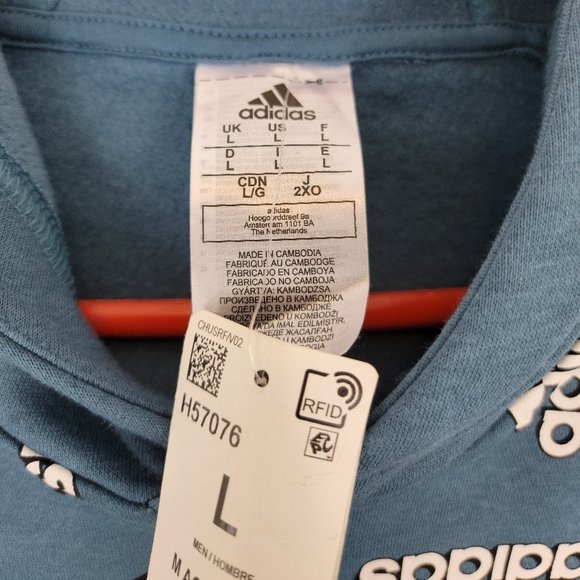 NWT Adidas Mens Large Blue Hoodie New with Tags Long Sleeve Size Large L NWT - Picture 7 of 7